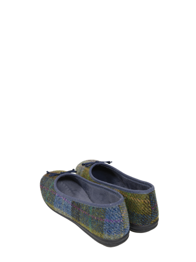 Harris Tweed Ballerina Pumps Denim Sage