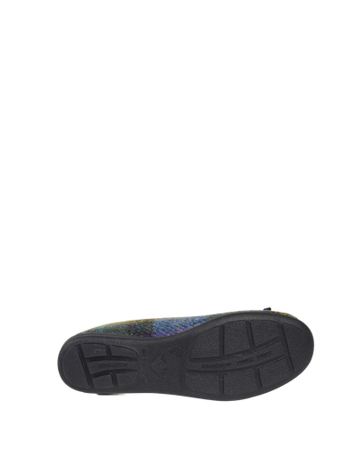 Harris Tweed Ballerina Pumps Denim Sage