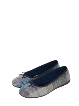 Harris Tweed Ballerina Pumps Lavender Check