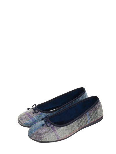 Harris Tweed Ballerina Pumps - Lavender Check