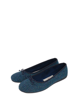 Harris Tweed Ballerina Pumps Teal