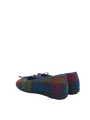 Harris Tweed Ballerina Pumps Denim/Lime Check A0195