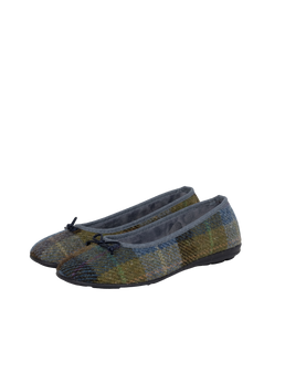 Harris Tweed Ballerina Pumps - Denim Sage