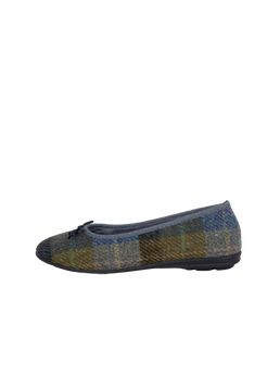 Harris Tweed Ballerina Pumps - Denim Sage