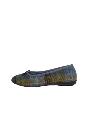 Harris Tweed Ballerina Pumps - Denim Sage
