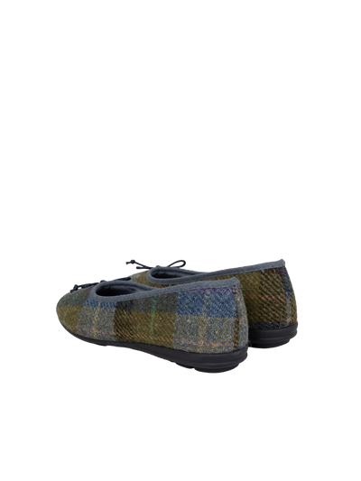 Harris Tweed Ballerina Pumps - Denim Sage