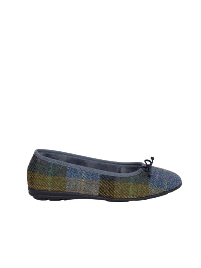 Harris Tweed Ballerina Pumps - Denim Sage