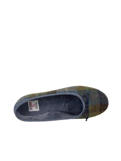 Harris Tweed Ballerina Pumps - Denim Sage