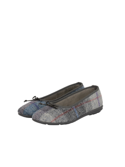 Harris Tweed Ballerina Pumps - Lavender Check