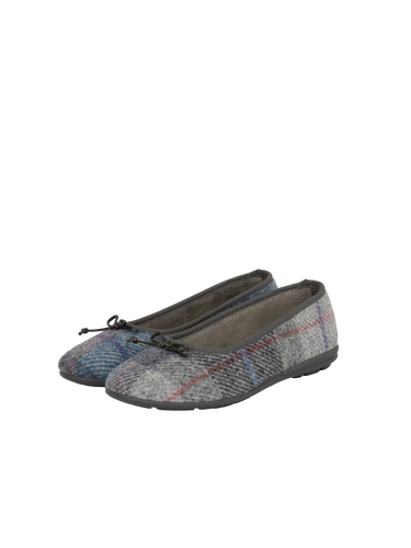 Harris Tweed Ballerina Pumps - Lavender Check