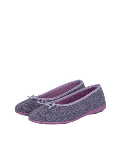 Harris Tweed Ballerina Pumps - Lilac HB