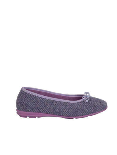 Harris Tweed Ballerina Pumps - Lilac HB