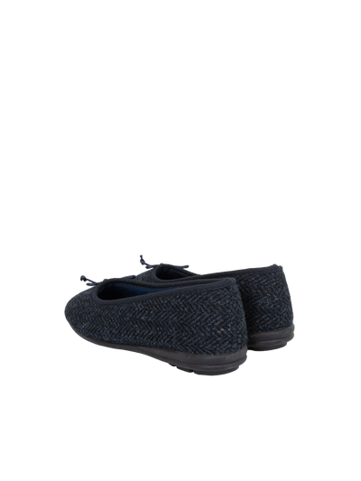 Harris Tweed Ballerina Pumps - Navy Herringbone