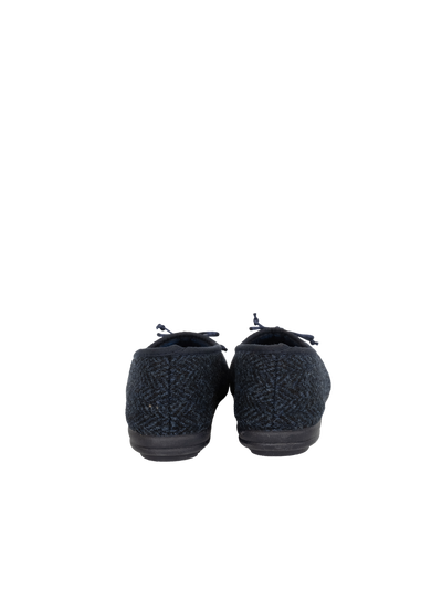 Harris Tweed Ballerina Pumps - Navy Herringbone