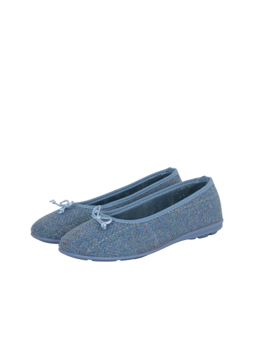 Harris Tweed Ballerina Pumps - Sky Windowpane