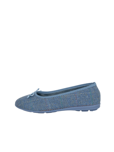 Harris Tweed Ballerina Pumps - Sky Windowpane