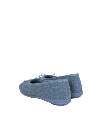 Harris Tweed Ballerina Pumps - Sky Windowpane