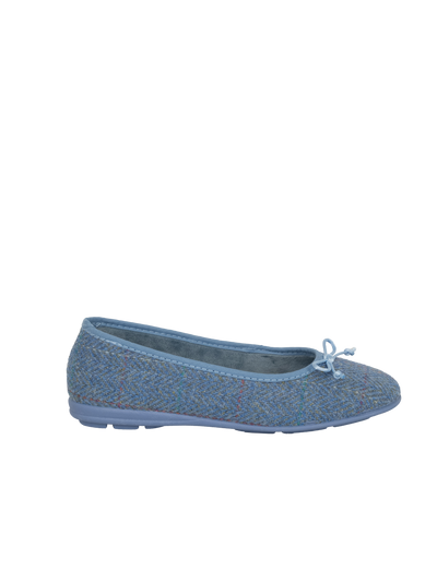 Harris Tweed Ballerina Pumps - Sky Windowpane