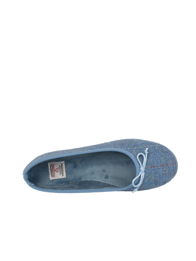 Harris Tweed Ballerina Pumps - Sky Windowpane