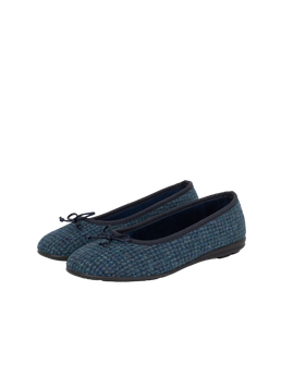 Harris Tweed Ballerina Pumps - Teal