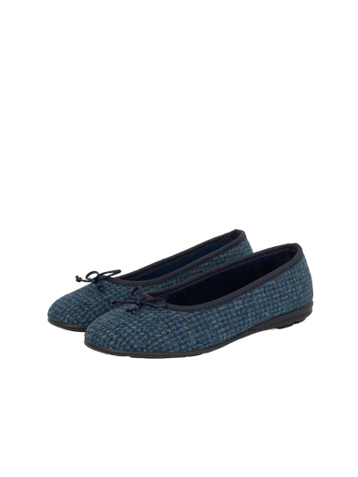 Harris Tweed Ballerina Pumps - Teal
