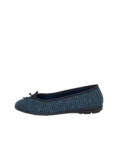 Harris Tweed Ballerina Pumps - Teal