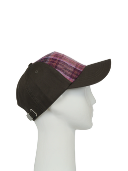Harris Tweed Baseball Cap - Baseball Cap Pink/Burgundy Check (COL154) (GA)