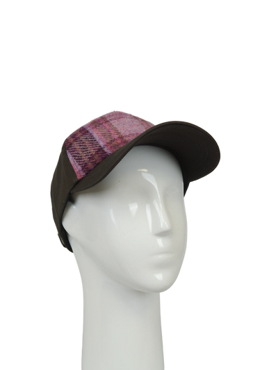Harris Tweed Baseball Cap - Baseball Cap Pink/Burgundy Check (COL154) (GA)