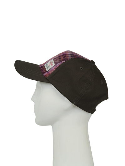 Harris Tweed Baseball Cap - Baseball Cap Pink/Burgundy Check (COL154) (GA)