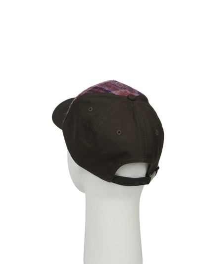 Harris Tweed Baseball Cap - Baseball Cap Pink/Burgundy Check (COL154) (GA)