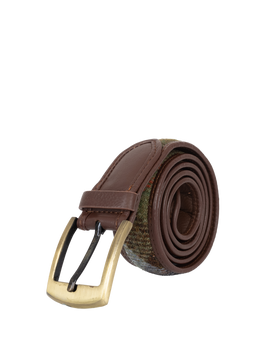 Harris Tweed Belt - A017 (Brown Leather)
