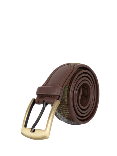 Harris Tweed Belt - A017 Brown Leather