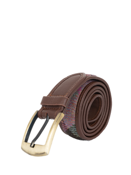 Harris Tweed Belt - A0254 (Brown Leather)