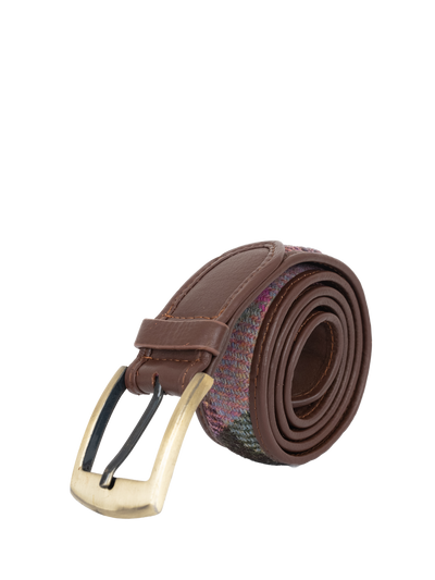 Harris Tweed Belt - A0254 (Brown Leather)