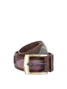 Harris Tweed Belt - A0254 (Brown Leather)