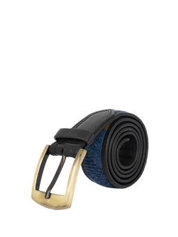 Harris Tweed Belt - A075 (Black Leather)