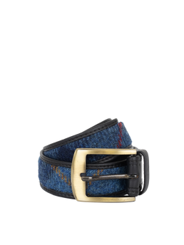 Harris Tweed Belt - A075 (Black Leather)