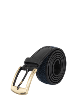 Harris Tweed Belt - HB104 (Black Leather)