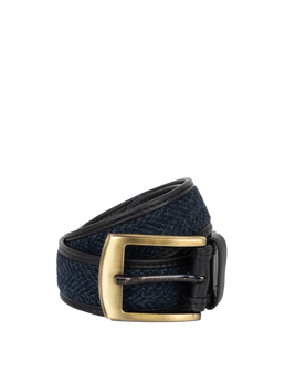 Harris Tweed Belt - HB104 (Black Leather)