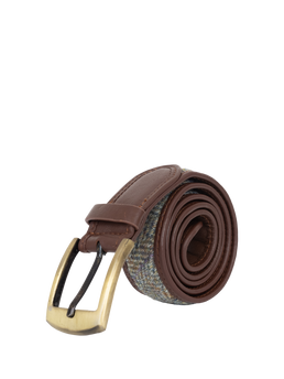 Harris Tweed Belt - HB107 (Brown Leather)