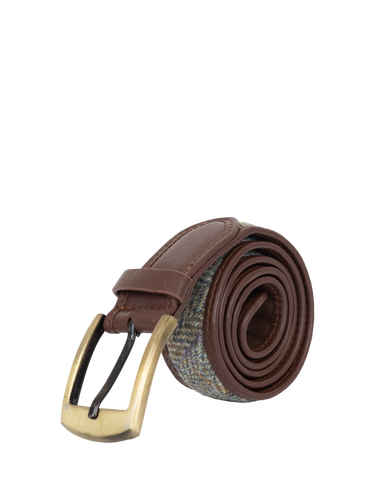 Harris Tweed Belt - HB107 (Brown Leather)