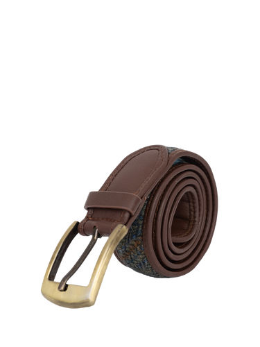 Harris Tweed Belt - HB161 (Brown Leather)