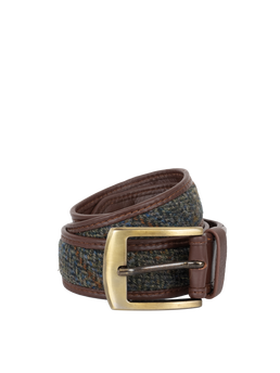 Harris Tweed Belt - HB161 (Brown Leather)