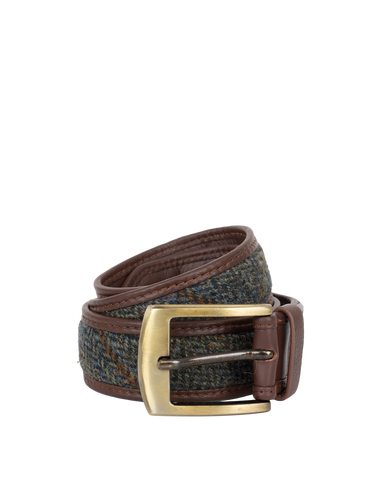 Harris Tweed Belt - HB161 (Brown Leather)