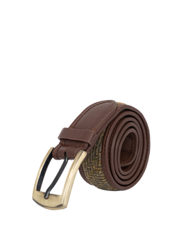 Harris Tweed Belt - HB67 (Brown Leather)