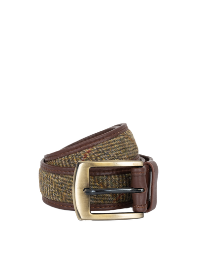 Harris Tweed Belt - HB67 (Brown Leather)