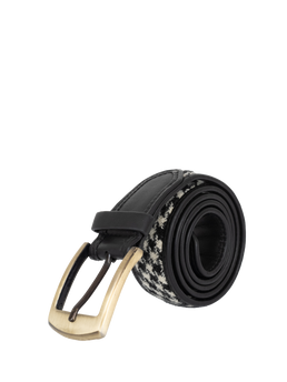 Harris Tweed Belt - HO63 (Black Leather)