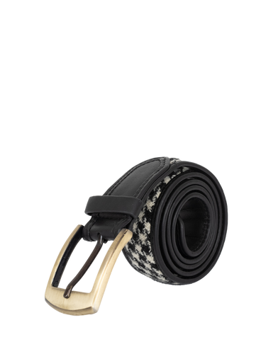 Harris Tweed Belt - HO63 (Black Leather)