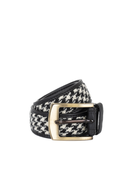 Harris Tweed Belt - HO63 (Black Leather)