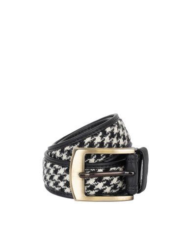 Harris Tweed Belt - HO63 (Black Leather)